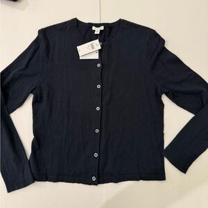 J Jill Women's Deep Blue Button Up Long Sleeve Round Neck Cardigan Size Small